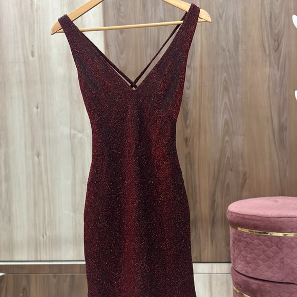 SHEIN Red Shimmer Bodycon Dress Size S | Glamourous Night-out Dress - Picture 8 of 9